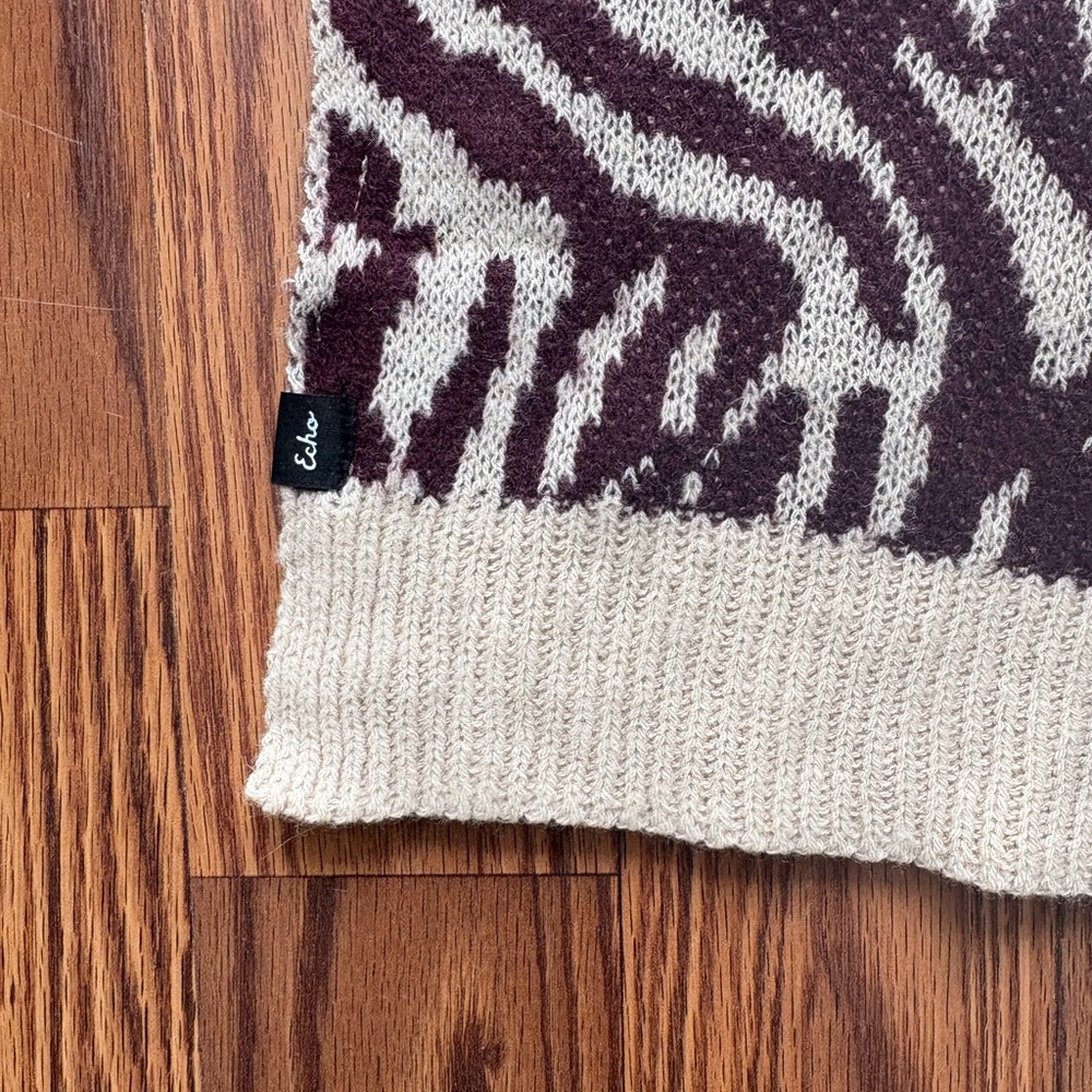 Bloomingdales Echo Chic Zebra Patterned Knit Scarf - image 2